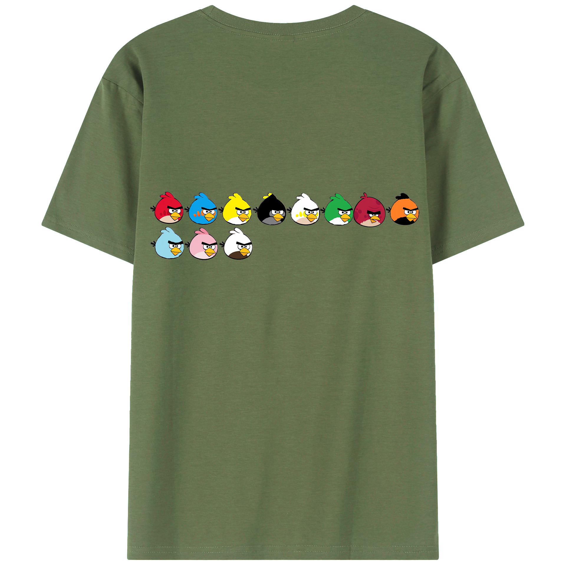 （画像用） Angry Birds アングリーバード 綿100％ メンズ半袖Tシャツ（バックプリント） 通気性